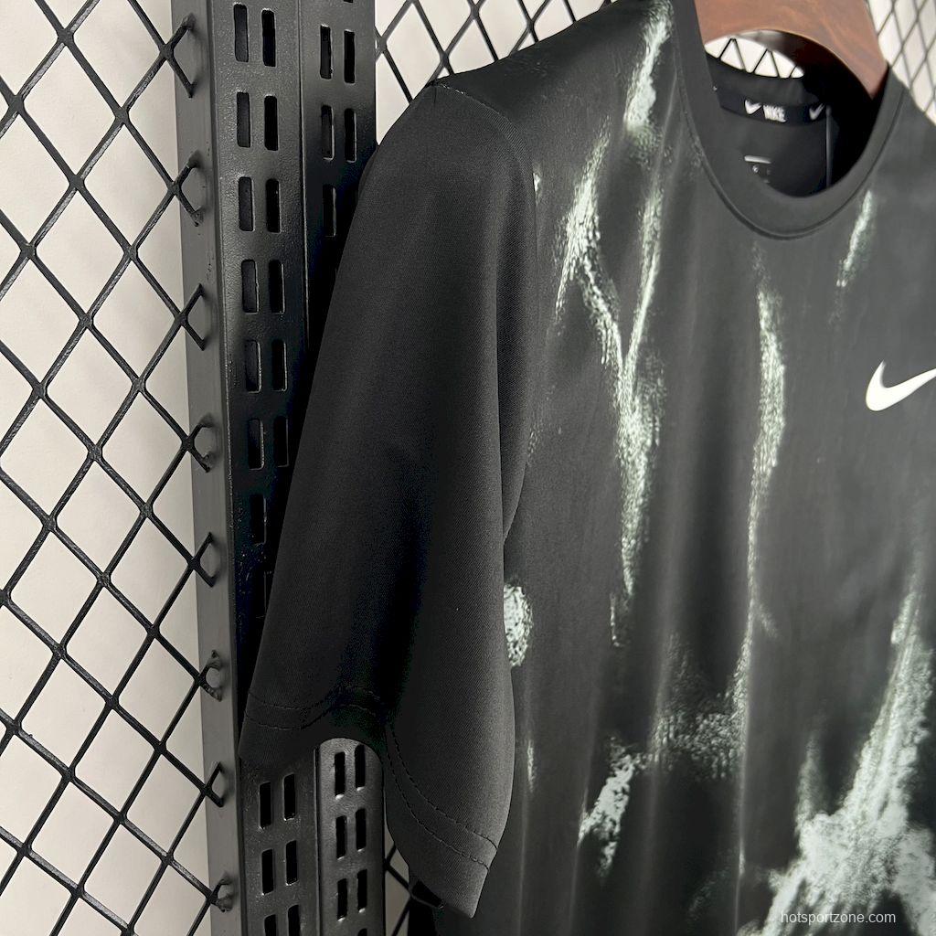 2025 NIKE Training Black with Abstract Paint Pattern T-Shirt #1045