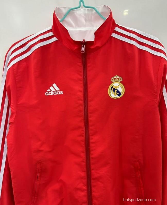 25/26 Real Madrid Red/White Reversible Windbreaker