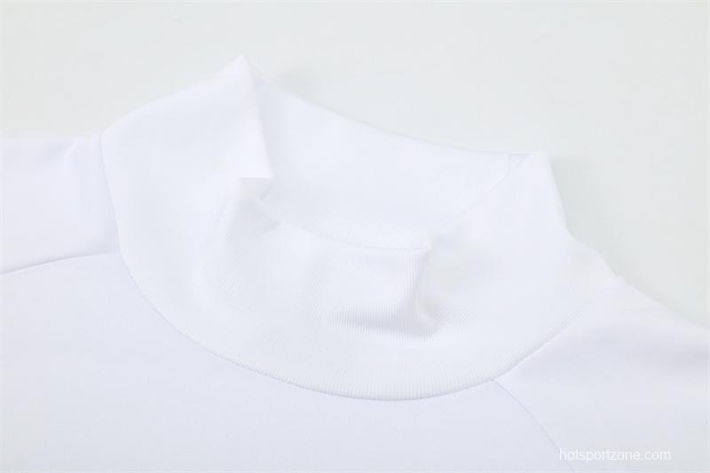 Retro 16/17 Real Madrid White Half Zipper Jacket+Long Pants