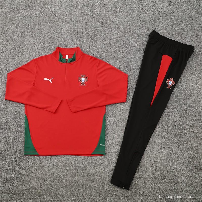 25/26 Portugal Red Half Zipper Jacket+Long Pants