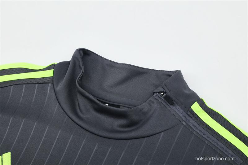 Retro 15/16 Real Madrid Dark Grey Half Zipper Jacket