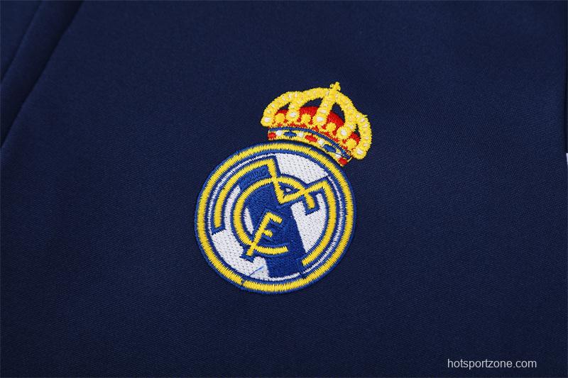 Retro 03/04 Real Madrid Royal Blue Half Zipper Jacket