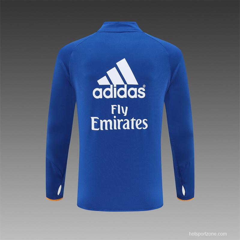 Retro 13/14 Real Madrid Color Blue Half Zipper Jacket