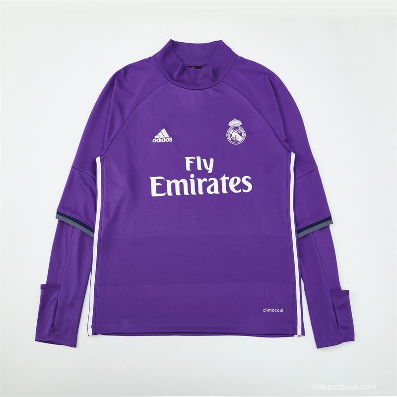 Retro 16/17 Real Madrid Purple Half Zipper Jacket+Long Pants