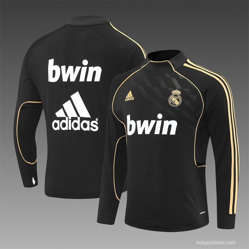 Retro 11/12 Real Madrid Black Half Zipper Jacket+Long Pants