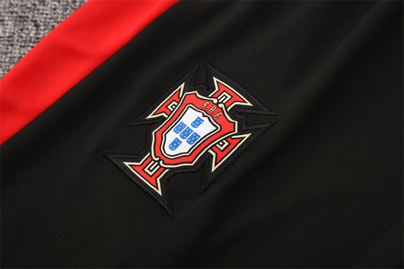 25/26 Portugal Black Half Zipper Jacket+Long Pants
