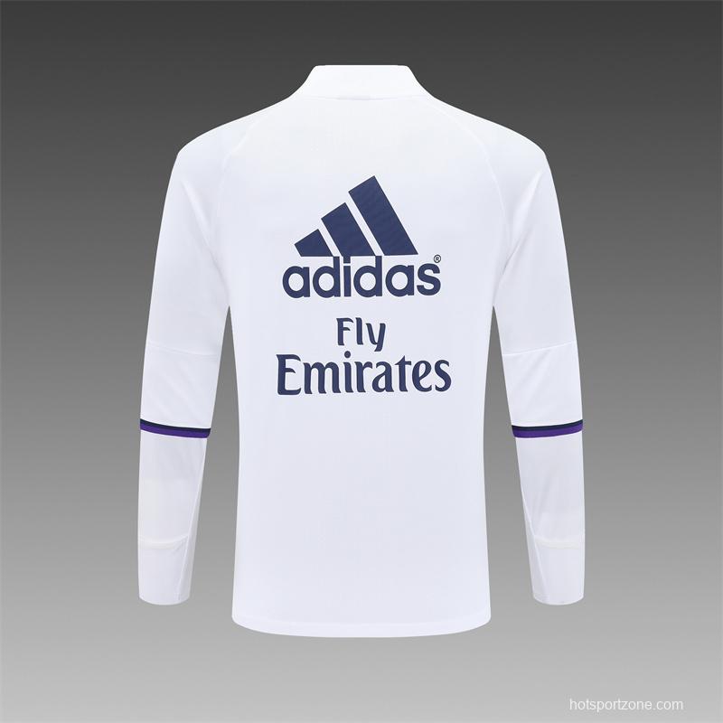 Retro 16/17 Real Madrid White Half Zipper Jacket