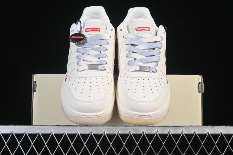 Nike Air Force 1 '07 Low Supreme Collaboration Beige Grey Crystal Sole Casual Sneakers - XX3168-178