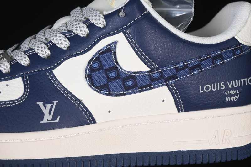 Nike Air Force 1 '07 Low LV Collaboration Navy Blue Cashew Flower Casual Sneakers - JP8028-009