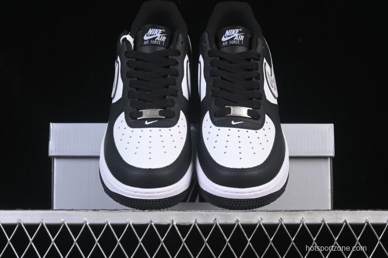 Nike Air Force 1'07 Low Black White Cracked Leather Casual Sneakers - ZH0316-118