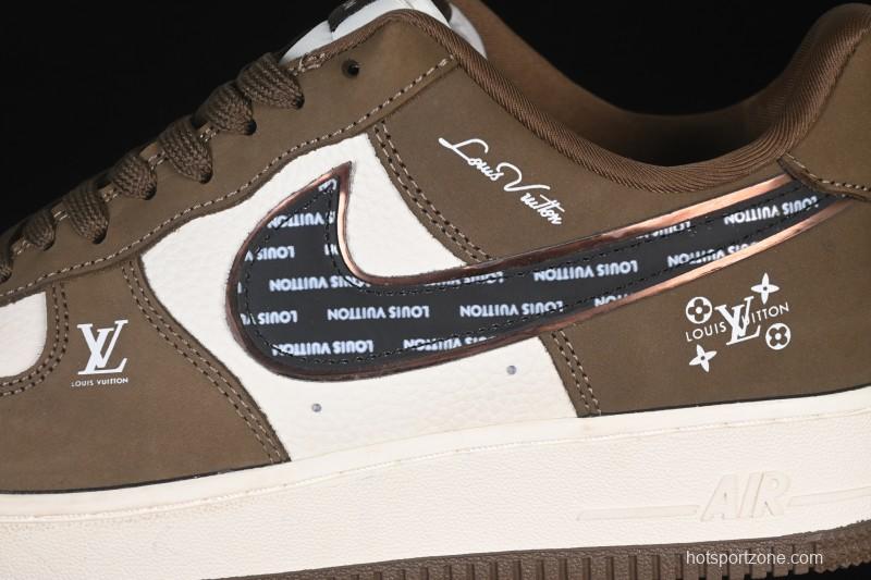 Nike Air Force 1 '07 Low LV Collaboration Military Green Silver Black Casual Sneakers - DK0188-086