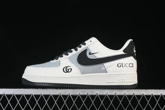 Nike Air Force 1'07 Low Gucci Collaboration White Gray Black Casual Sneakers - YF9511-808