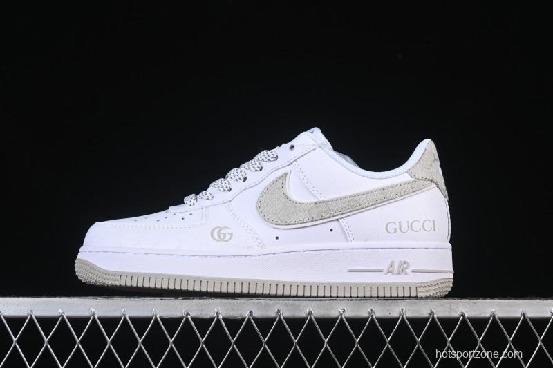 Nike Air Force 1 '07 Low Gucci Collaboration Light Gray Denim Glow-in-the-Dark Low-Top Casual Sneakers - XX3168-197