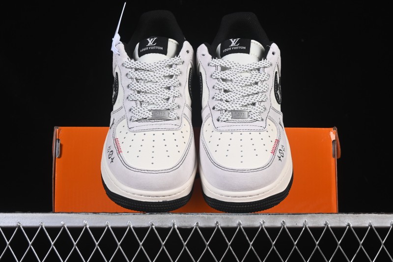 Nike Air Force 1 '07 Low LV Collaboration Black Swoosh Woven Label Casual Sneakers - CX5050-Y23