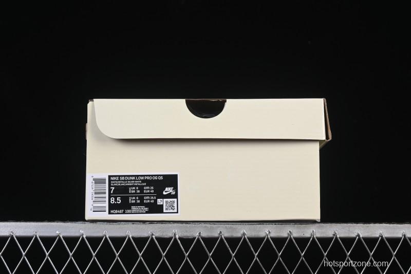 Nike Supreme x Dunk SB Dunk Low White Low-Top Casual Skate Shoes - HQ8487-100