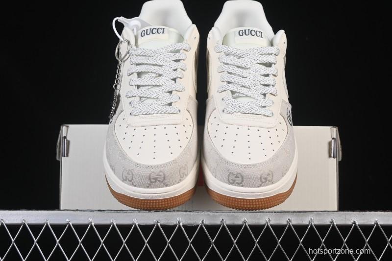 Nike Air Force 1 '07 Low Gucci Collaboration Smoke Grey Gum Low-Top Casual Sneakers - DK0188-084