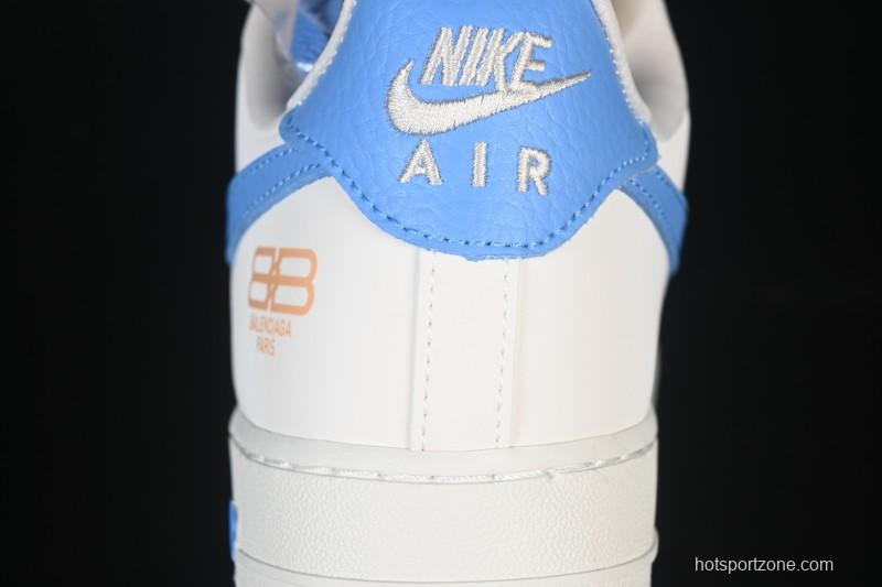 Nike Air Force 1 '07 Low Balenciaga Collaboration White Blue Gold Casual Sneakers - YF9511-803