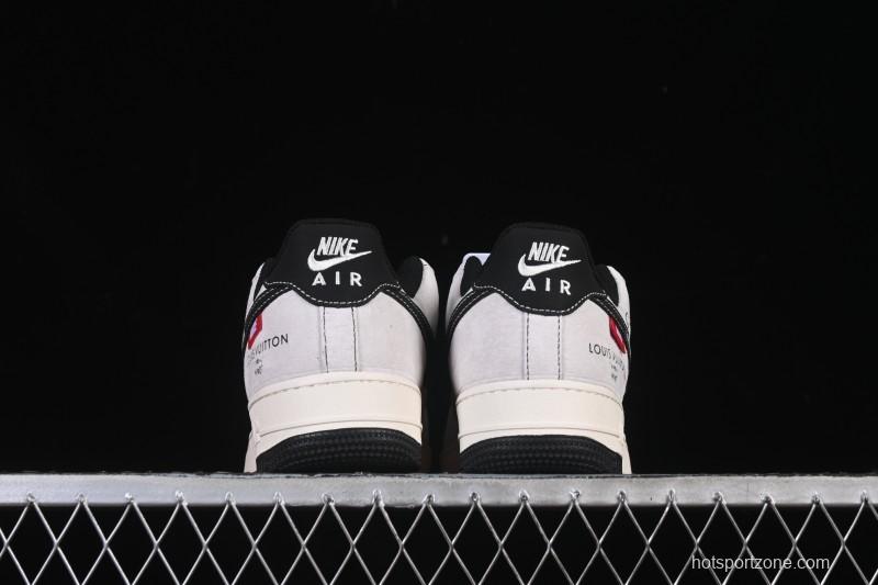 Nike Air Force 1 '07 Low LV Collaboration Black Swoosh Woven Label Casual Sneakers - CX5050-Y23