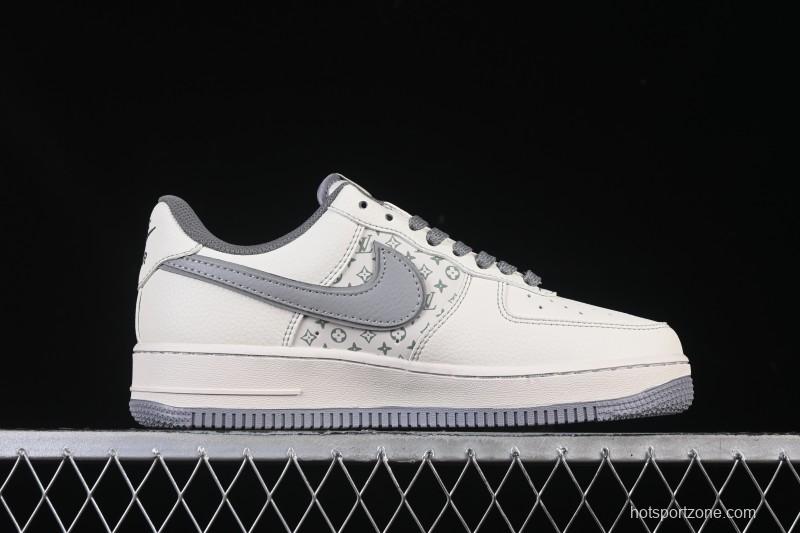 Nike Air Force 1 '07 Low LV Collaboration Printed Beige Swoosh Casual Low-Top Sneakers - HH7518-079