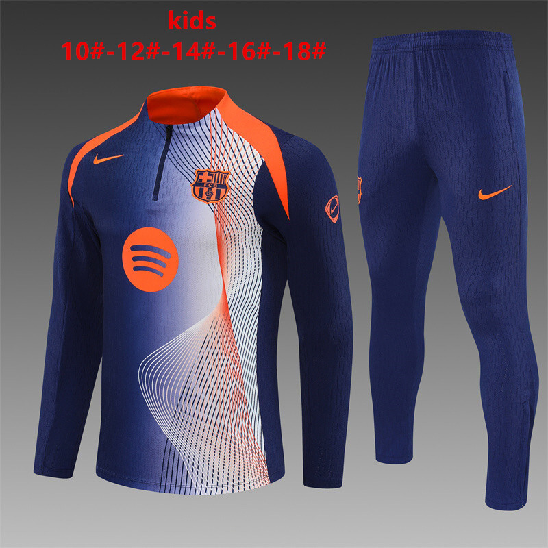 25/26 Kids Barcelona Blue Orange Camouflage T90 Short Sleeve Jersey+Shorts