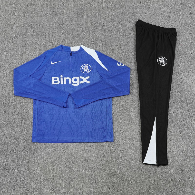 Player Version 25/26 Chelsea Color Blue T90 Half Zipper Jacket+Long Pants