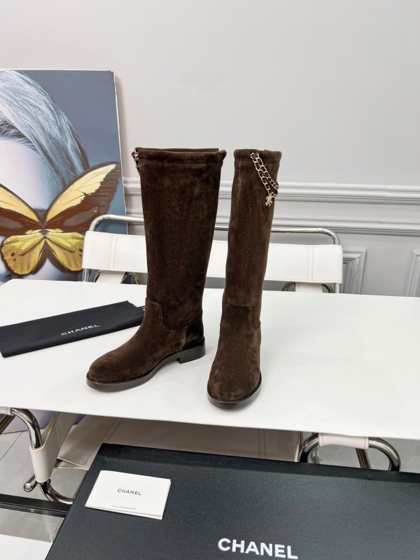 Chanel 2025/SS Quilted Leather Chain CC Four-Leaf Clover Flat Ankle Boots - LY00510
