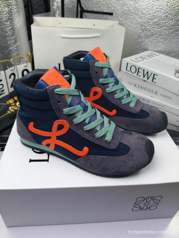 LOEWE High-Top German Training Sneakers Retro Fashion Casual White Shoes - LY00330