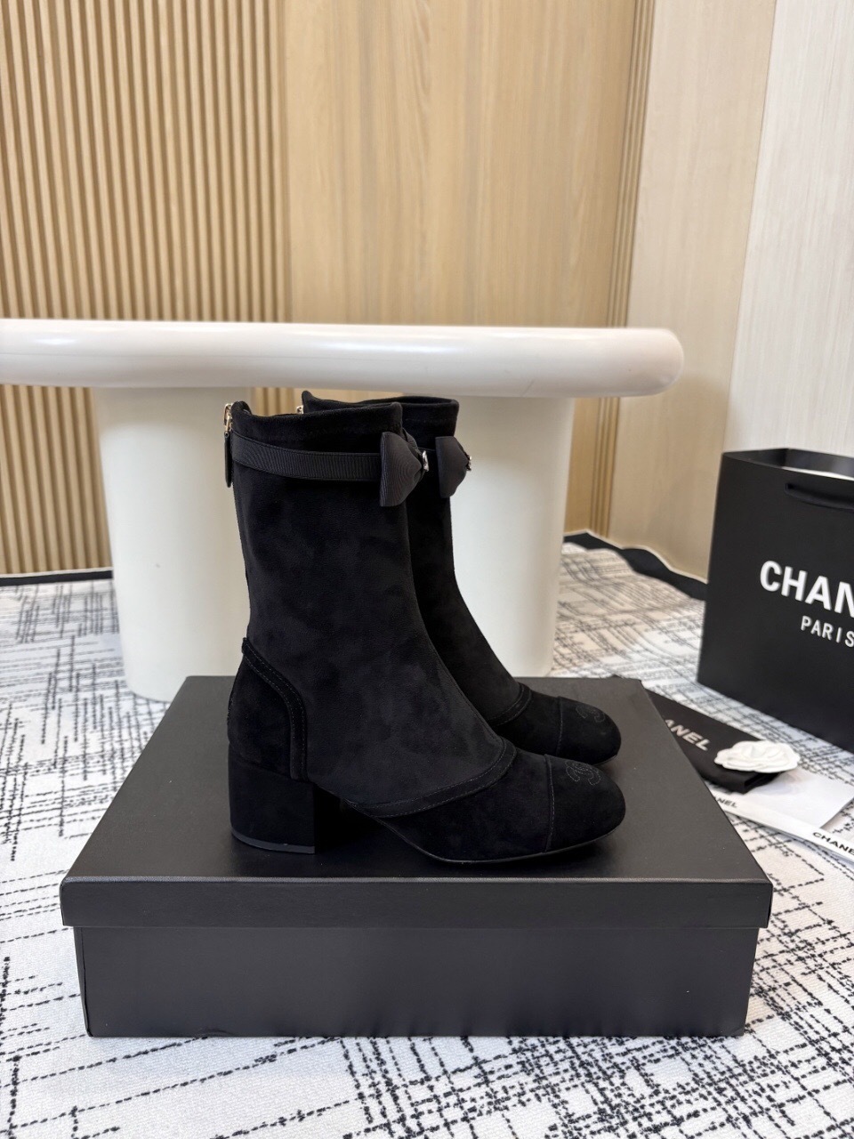 Chanel Classic Chunky Heel Back Zip Ankle Boots - LY00320