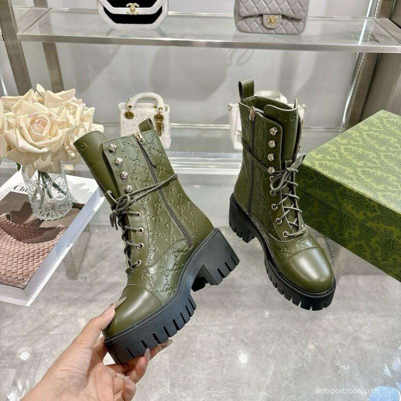 Gucci GG Lace-Up Ankle Boots in Calfskin - LY00380