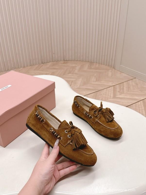 Miu Miu Fall/Winter 2025 Tassel Loafer Mule with Bead Accents - LY00330