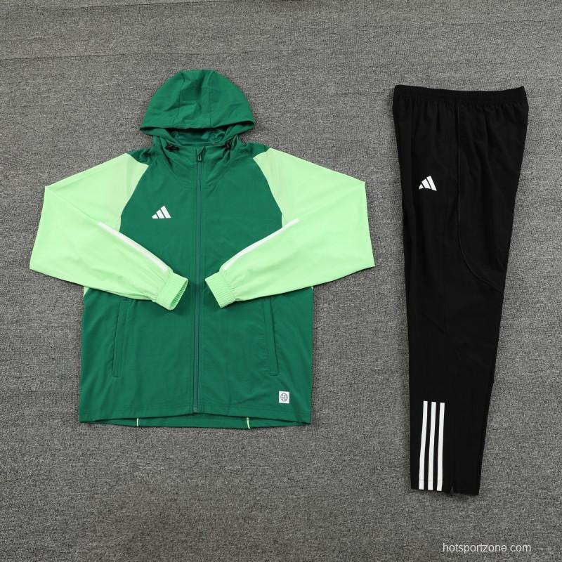 2025 Adidas Green Half Zipper Jacket+Long Pants S-2XL