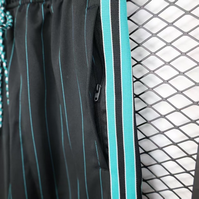 25/26 Liverpool Adidas Original Black with Teal Pinstripes Shorts