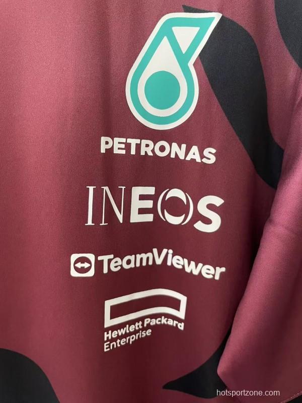 25/26 F1 Mercedes-AMG Petronas Burgundy with Black Floral Pattern Special Edition Jersey