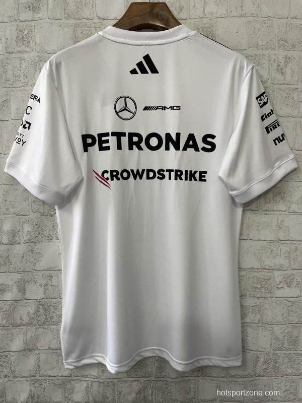 2026 Mercedes-AMG Petronas F1 Team White with Black Shoulder Stripes Shirt