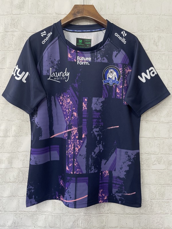 25/26 Canterbury-Bankstown Bulldogs Navy with Purple and Pink Abstract Art Pattern Jersey