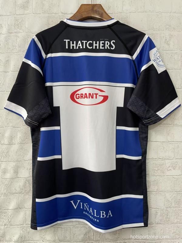 25/26 Bath Rugby Blue with Black and White Hooped Jersey