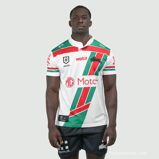 25/26 South Sydney Rabbitohs White with Red and Green Chevron Jersey