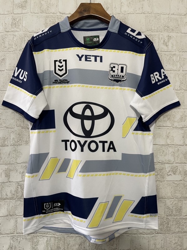 2025 North Queensland Cowboys White Navy Grey 30 Years Anniversary Away Jersey