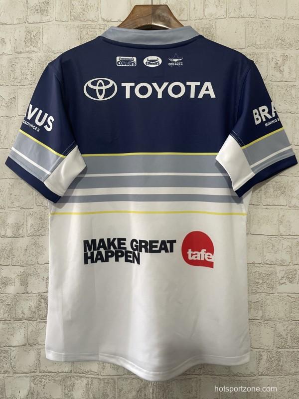 25/26 North Queensland Cowboys White and Navy with Grey Stripes Jersey
