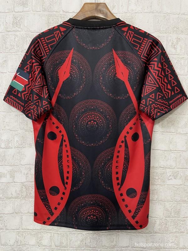 2026 Kenya Black with Red Maasai Shield and Tribal Patterns Jersey