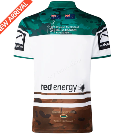 25/26 Newcastle Knights White with Green and Brown Camouflage Jersey