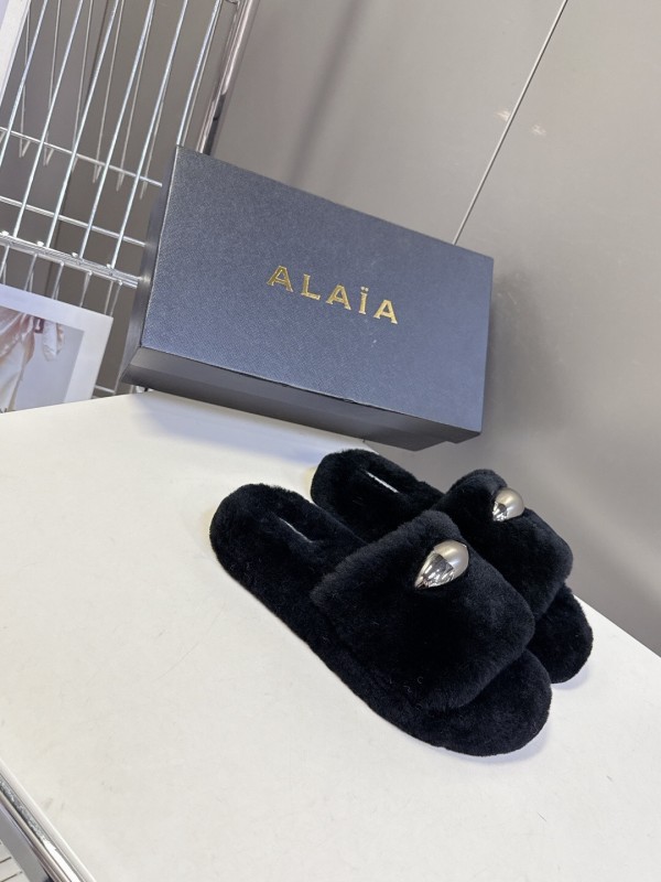 Alaïa Fall/Winter 2025 Fur Slippers - KFY00230
