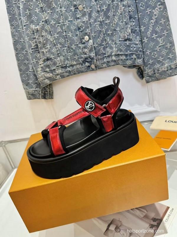 LV 2025/SS Latest High-End Fashion Versatile Sandals with Thick Sole Heightening and Slimming Effect - LY00