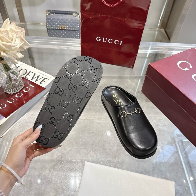 Gucci Camel Suede Horsebit Women's Barefoot Mules - LY00240