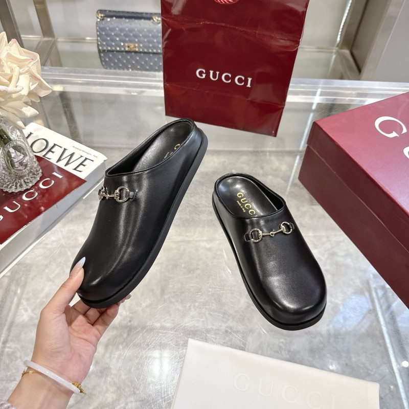 Gucci Camel Suede Horsebit Women's Barefoot Mules - LY00240