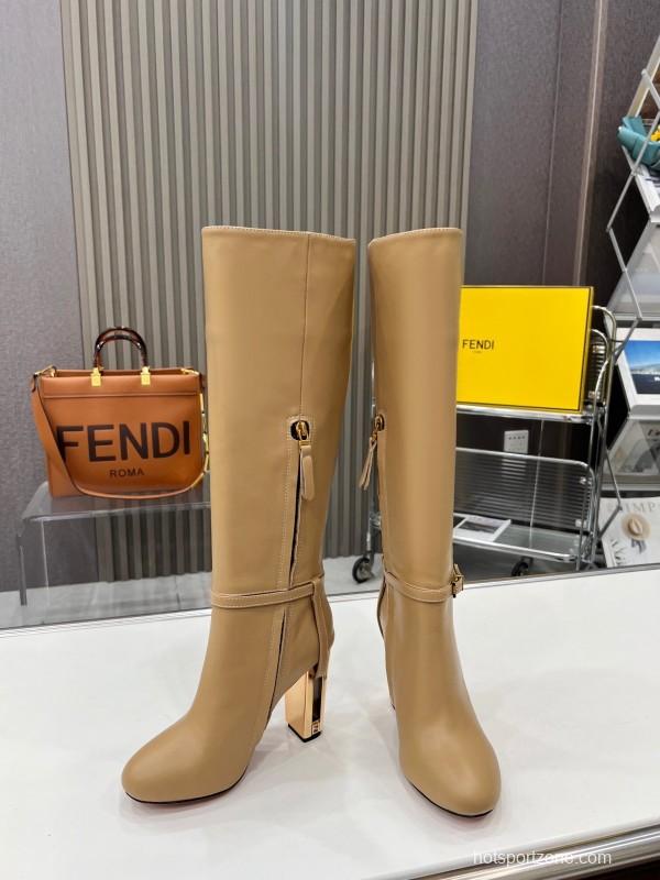 FENDI Delfina Round Toe Boots with FF Buckle - LY00520