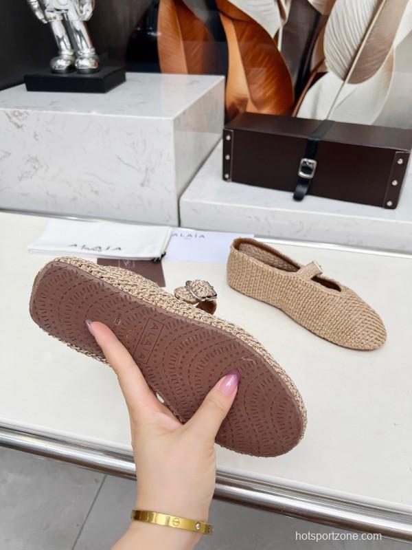 Alaia 2025/SS Knit Ballet Dance Shoes with Inner Height Increase - LY00310