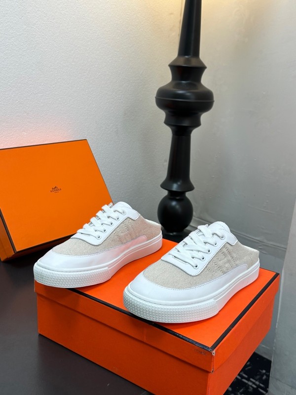 Hermès Deep Series Couple White Sneakers Casual Skate Shoes - AS00320