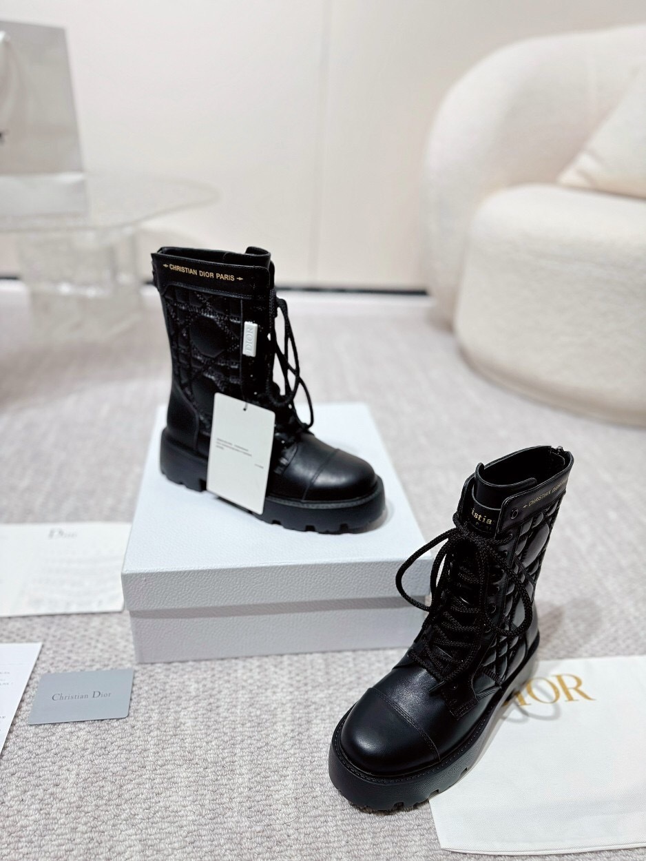 DIOR CHRONO Embroidered Motorcycle Ankle Boots - LY00390