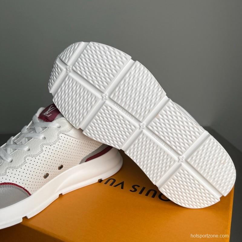 Lv Classic Leather Round Toe Lace-Up Low Top Casual Shoes for Men - YC